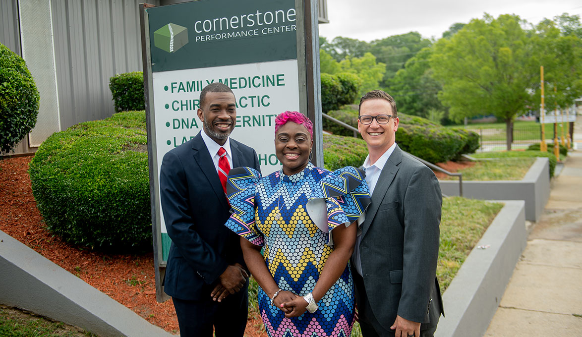 Cornerstone Performance Center - Dr. Johnny Brown and LaTeisha Brown, and Thomas Rockwood, SBA Division Manager at SouthState