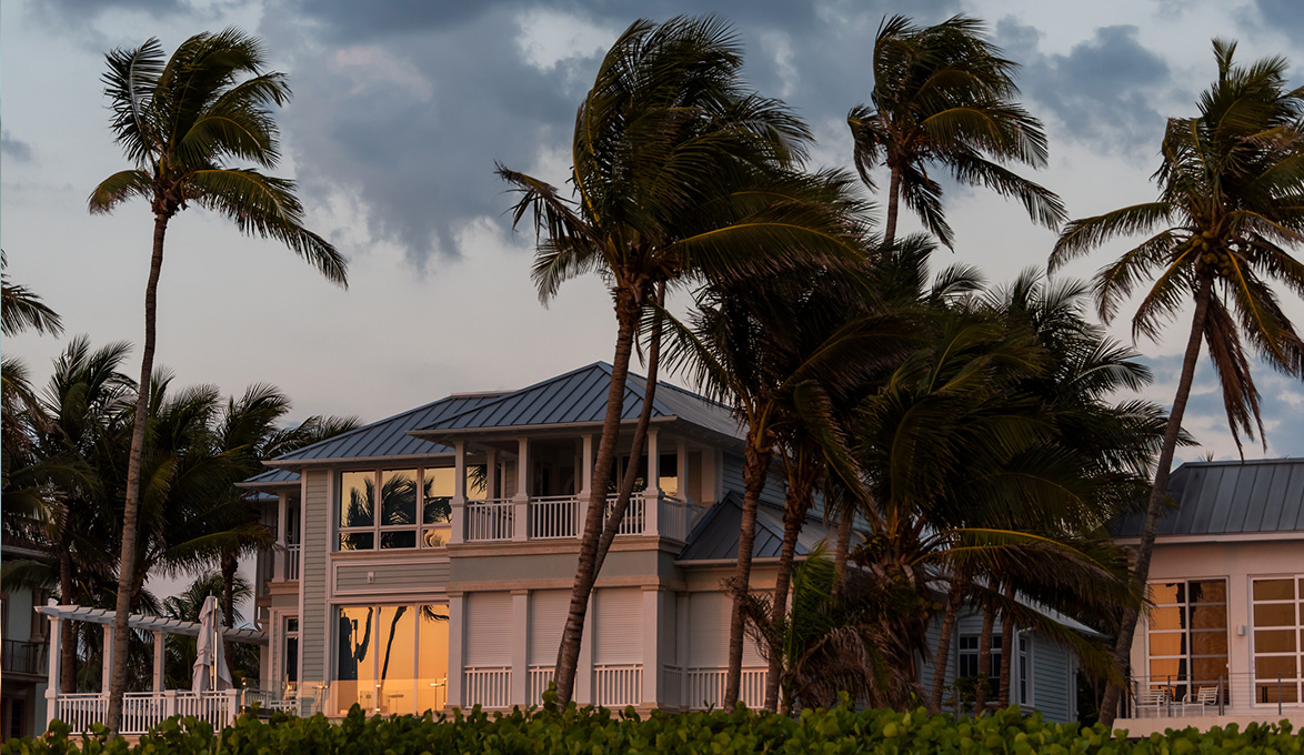 beach house before a hurricane